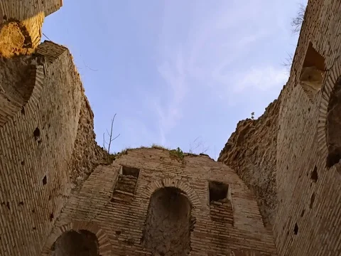 Ancient roman brick tower Stock Footage 126535659