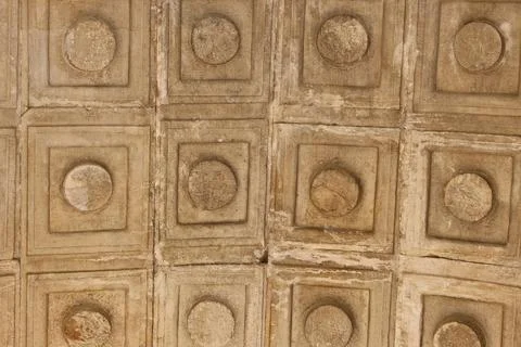 Ancient Roman Coffered Ceiling Pattern Of Hadrian&amp;#039;s Gate Arch In Antalya Stock Photos