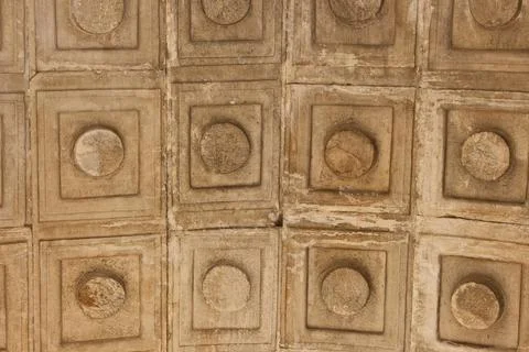 Ancient Roman Coffered Ceiling Pattern Of Hadrian&amp;#039;s Gate Arch In Antalya Stock Photos