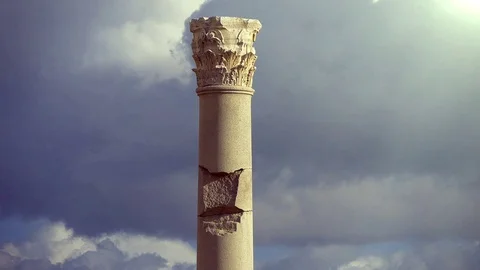 Ancient Roman Column Against A Background Of Cloudy Sky Stock-Footage 114254827