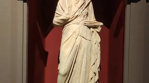 Ancient Roman marble statues of women wi... | Stock Video | Pond5