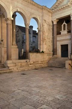 The ancient Roman Peristyle square inside Diocletian's Palace with historic s Photos