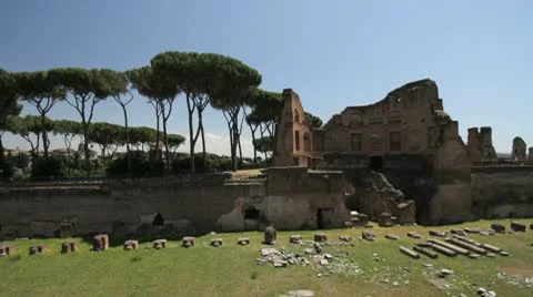 Ancient roman ruins in Rome, Italy Stock Footage
