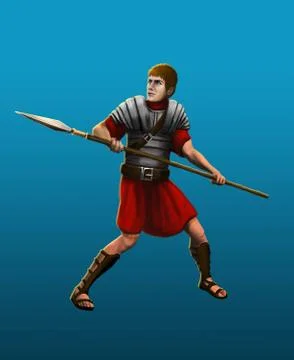 Ancient Roman spearman Stock Illustration
