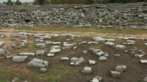 Ancient Roman stadium in Perge Stock Footage