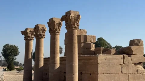 Ancient Roman Style Columns in Dendera Temple Complex Stock Footage 331744844