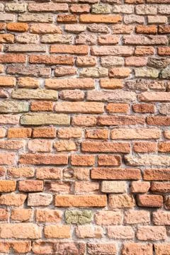 Ancient Roman wall of bricks. 库存照片