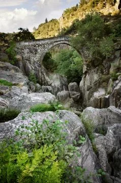 Ancient romanic bridge Stock Photos
