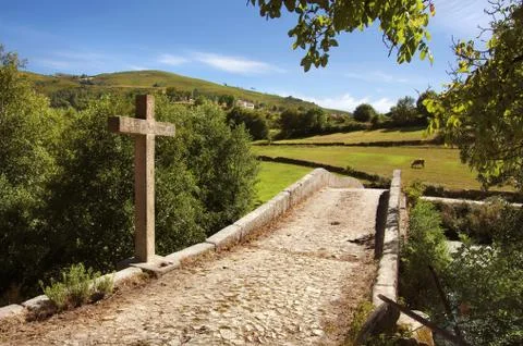 Ancient romanic bridge Stock Photos