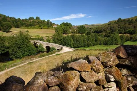 Ancient romanic bridge Stock Photos