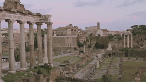 Ancient Rome from above in a cloudy sky (Kodak m 800) Stock Footage 257359946