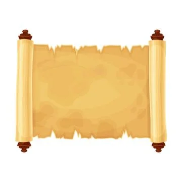 Ancient Rough Papyrus Scroll with Yellowish Stained Paper Vector Illustration Illustrazione stock