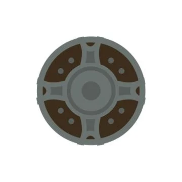 Ancient round shield icon, flat style Stock Illustration