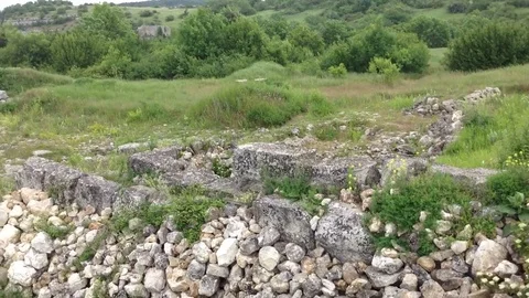 Ancient ruins and clouds at Mangup Kale - Crimea , Russia Stock Footage 73765970