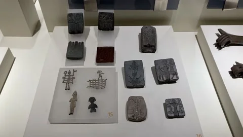 Ancient ruins and items on display at the Anatolian Civilizations Museum Stock Footage 237284073