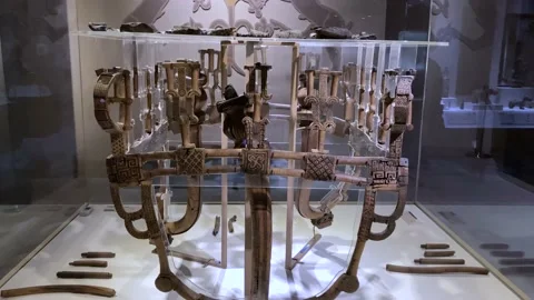 Ancient ruins and items on display at the Anatolian Civilizations Museum Stock Footage 237284325