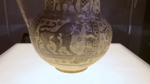 Ancient ruins and items on display at the Anatolian Civilizations Museum Stock Footage 237284420