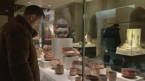 Ancient ruins and items on display at the Anatolian Civilizations Museum Stock Footage 237284423