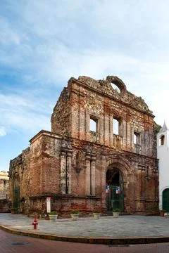 Ancient Ruins of Compaa de Jess in Casco Antiguo, Panama Stock Photos