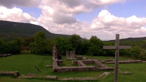 Ancient ruins drone fly through among mountains Video stock 81383664