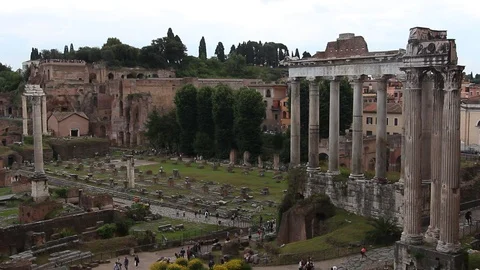 Ancient ruins of Forum. Stock Footage 124665592