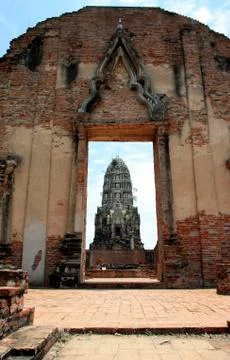 Ancient ruins of Hindu temple in Ayutthaya Stock Photos