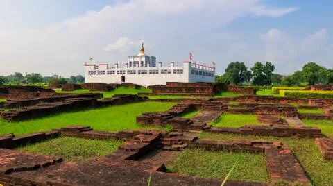 Ancient Ruins of Maya Devi Temple in Lumbini, Nepal. Birth Place of Gautama B Stock Photos