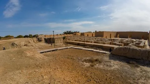 Ancient Ruins with Maze-like Structures in ancient city of Babylon, Iraq Stock Photos