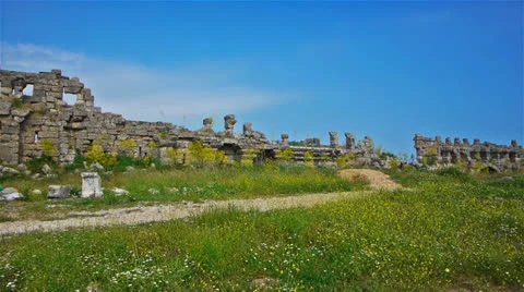Ancient ruins in Side, Turkey Stock Footage 22843795
