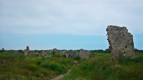 Ancient ruins in Side, Turkey Stock Footage 22843819