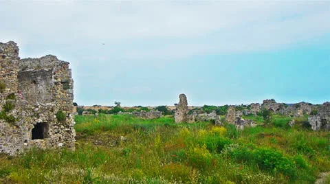 Ancient ruins in Side, Turkey Stock Footage 24816965