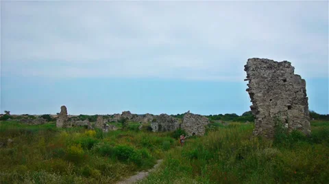 Ancient ruins in Side, Turkey Stock Footage 30595540