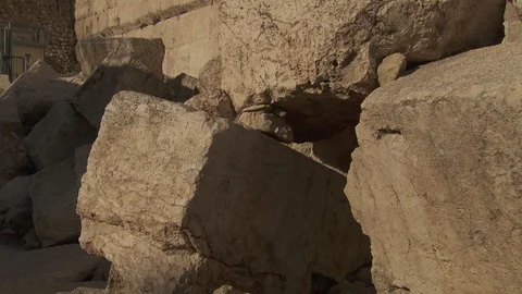 Ancient ruins at the Southern Wall, Old City, Jerusalem Stock Footage 86759502