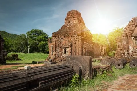 Ancient ruins sunset Stock Photos