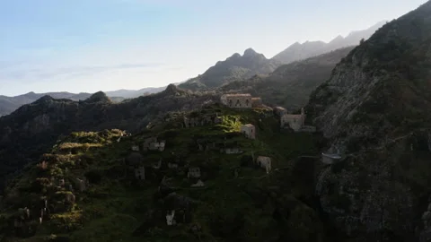 Ancient ruins on the top of the mountain. Aspromonte Calabria Stock Footage 180948044
