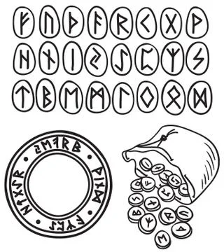 Ancient runes drawing Stock Illustration