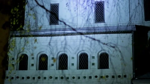 Ancient Russian monastery in winter at night Stock Footage 121250706