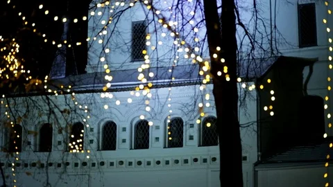 Ancient Russian monastery in winter at night Stock Footage 121250808