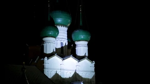 Ancient Russian monastery in winter at night Stock Footage 121251127