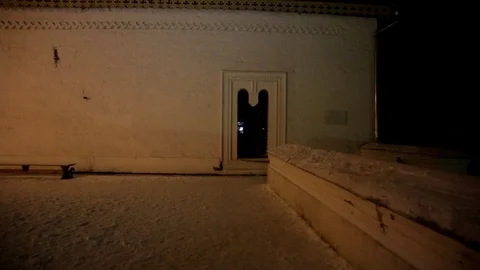 Ancient Russian monastery in winter at night Stock Footage 121251274