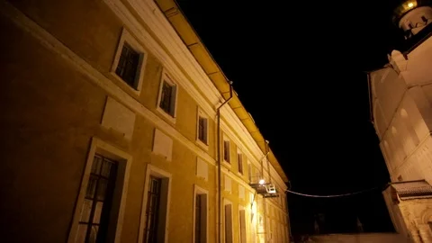 Ancient Russian monastery in winter at night Stock Footage 121251282