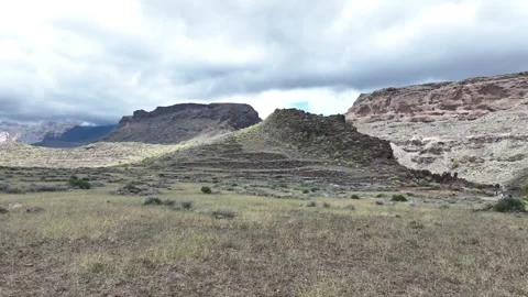 Ancient Rustic Plantations,Dramatic Mountain Backdrop Gran Canaria Stock Footage 309880397
