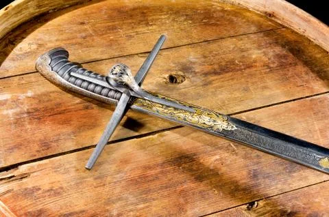 Ancient sabre. A smart variant of the fighting weapon Stock Photos