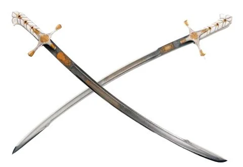 Ancient sabre on white Stock Photos