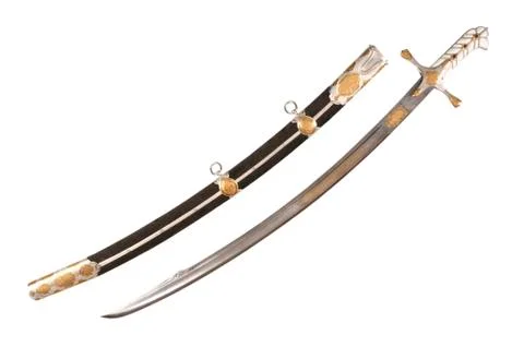 Ancient sabre on white Stock Photos
