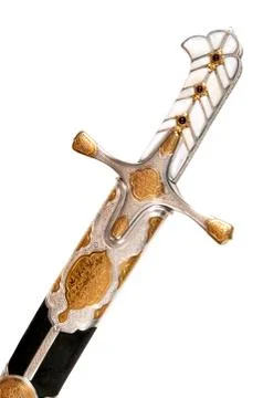 Ancient sabre on white Stock Photos