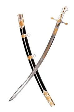 Ancient sabre on white Stock Photos