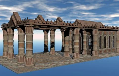 Ancient sacred building with columns Ilustración de archivo