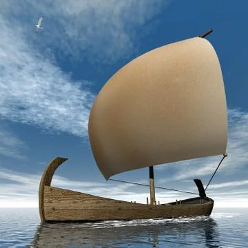 Ancient sailboat - 3D render Stock Illustration