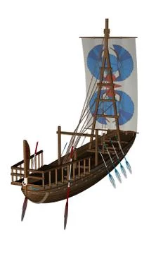 Ancient sailing boat - 3D render Stock Illustration